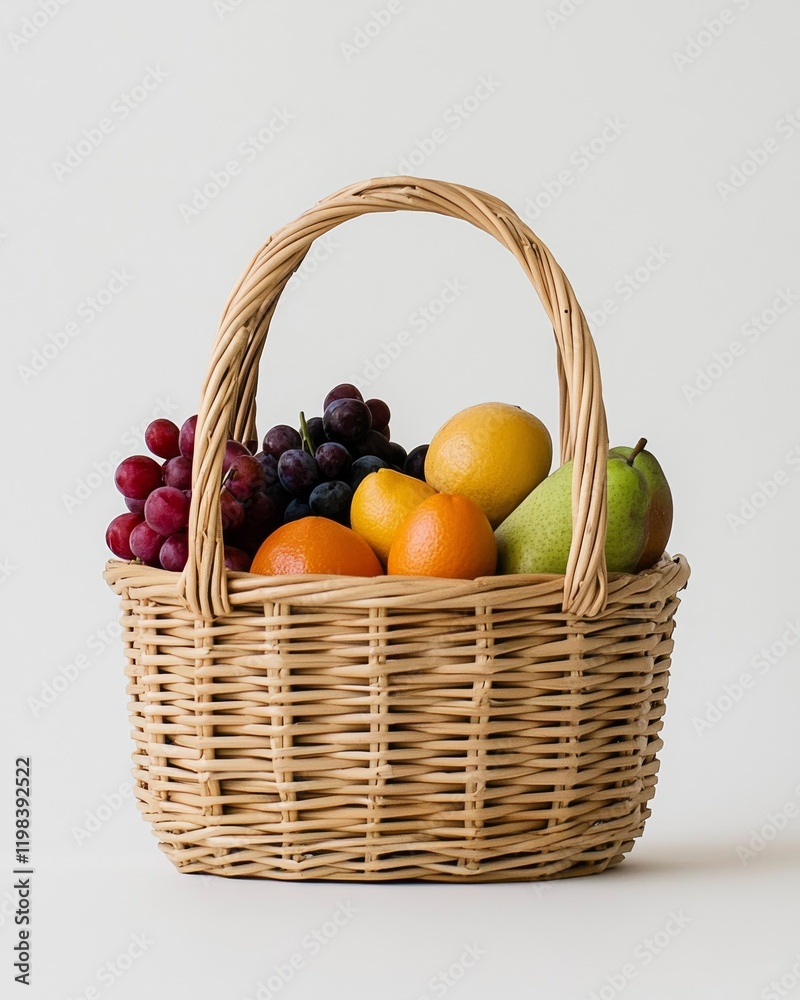 Rustic fruit basket display indoor setting clean composition minimalist style realistic arrangement for home decor Rustic fruit basket display indoor setting clean composition minimalist style realistic arrangement for home decor