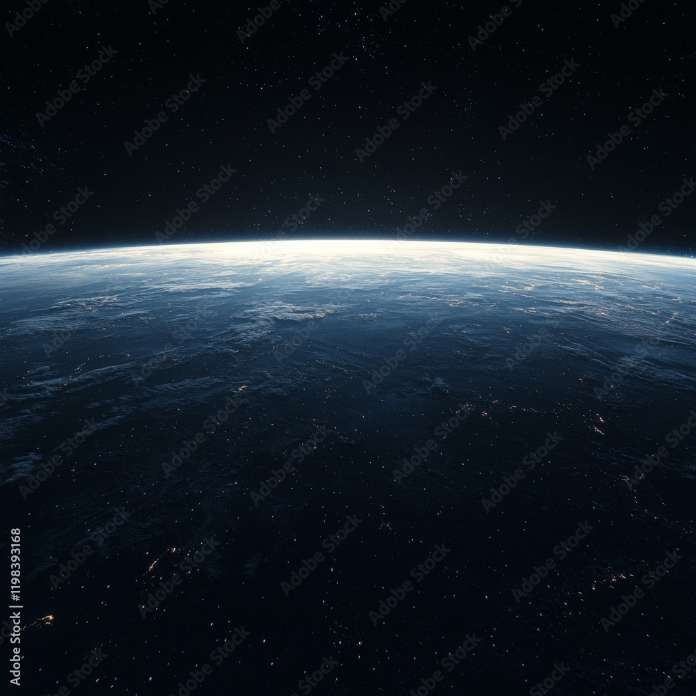 Fototapeta premium Earth's horizon event outer space digital art cosmic environment wide-angle view clean realistic composition