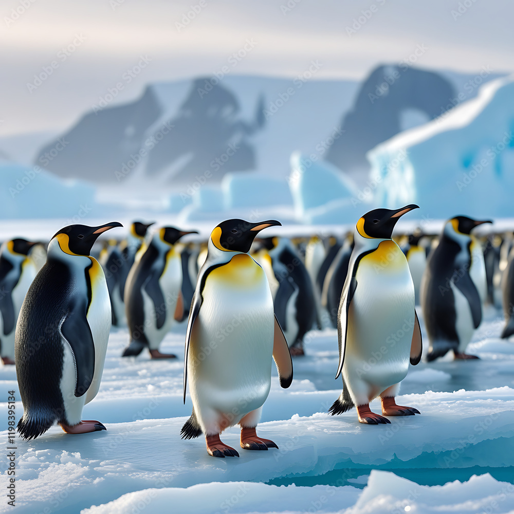 Obraz premium cute penguin in Antarctica, created by generative ai