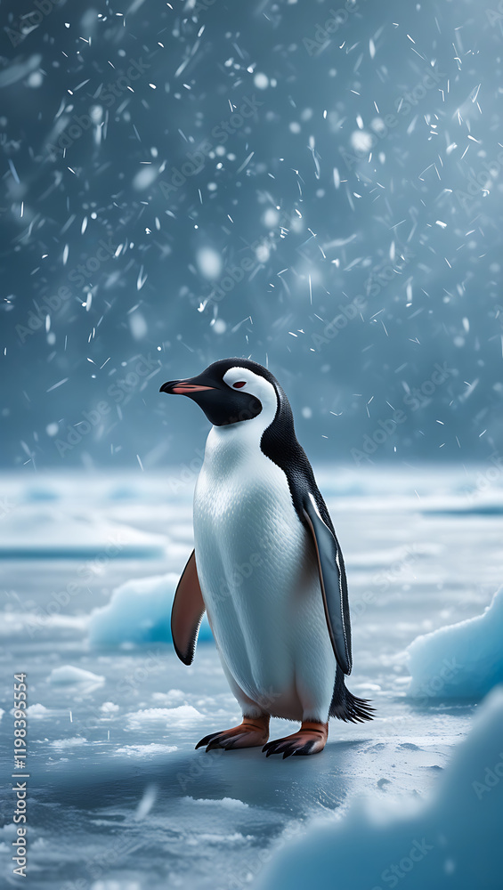 Fototapeta premium cute penguin in Antarctica, created by generative ai