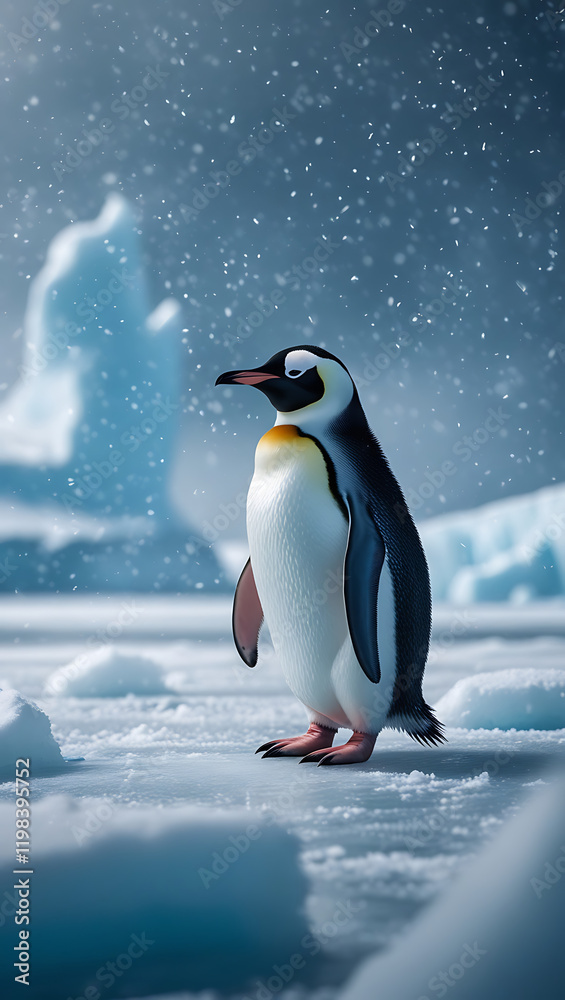 Fototapeta premium cute penguin in Antarctica, created by generative ai