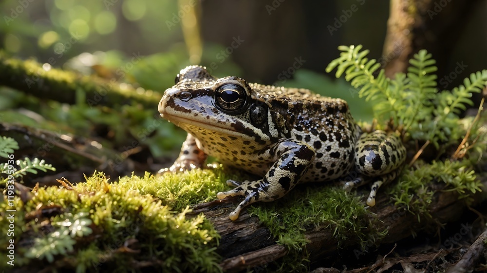 Gopher Frog Taking Cover Beneath a Log in the Forest Gopher Frog Taking Cover Beneath a Log in the Forest