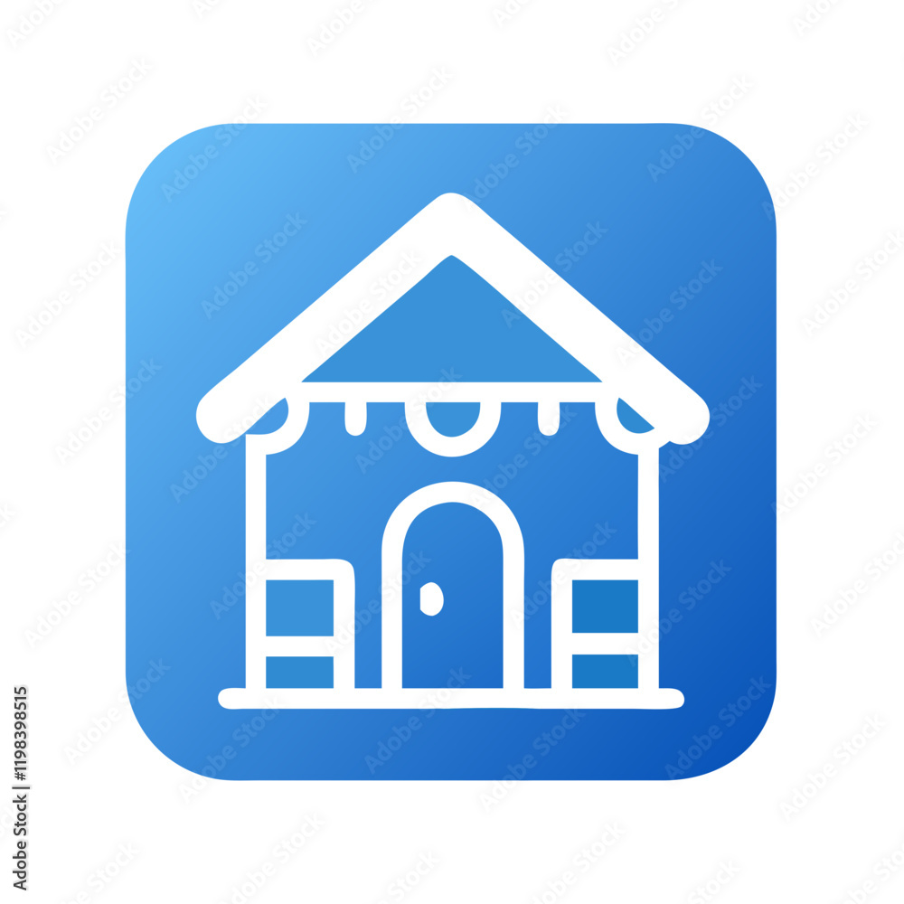 Charming blue backyard playhouse icon illustration with white outline design Charming blue backyard playhouse icon illustration with white outline design
