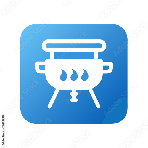 Modern blue BBQ grill icon illustration with white outline design
