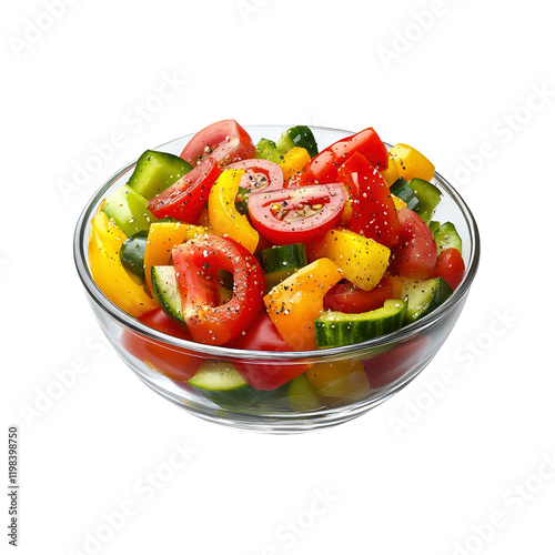 Fresh and Vibrant Vegetable Salad in Glass Bowl