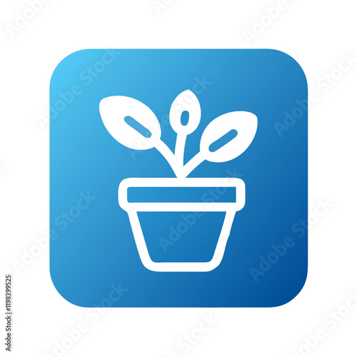 Charming blue DIY planter icon illustration with white outline design
