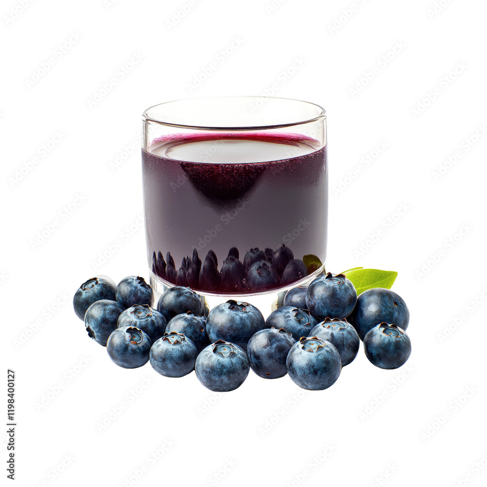 Refreshing Glass of Blueberry Juice with Fresh Berries Refreshing Glass of Blueberry Juice with Fresh Berries