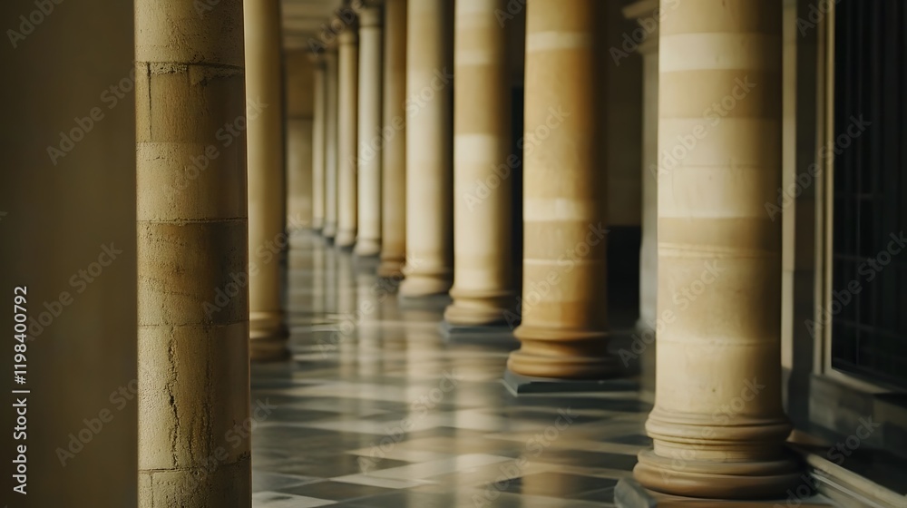 Courthouse facade with stone columns, symbolizing justice, law, and the enduring strength of legal institutions in society Courthouse facade with stone columns, symbolizing justice, law, and the enduring strength of legal institutions in society