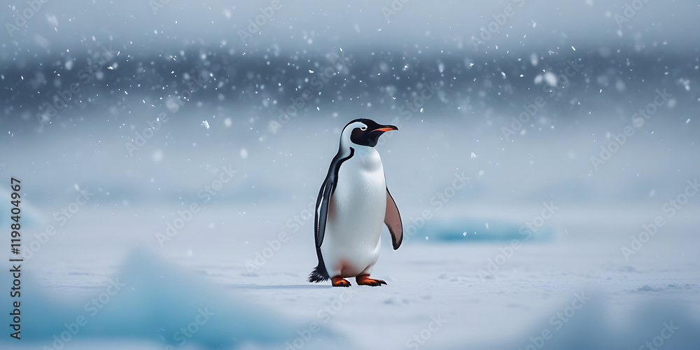 Fototapeta premium cute penguin in Antarctica, created by generative ai