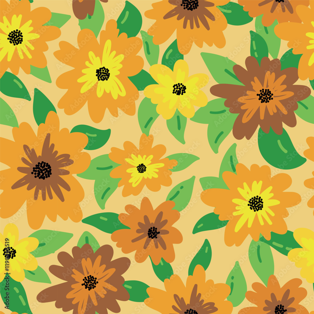 Print. Elegant floral seamless pattern featuring fields flowers and hearbs. Perfect for wrapping, textile, fabric, cover and more Print. Elegant floral seamless pattern featuring fields flowers and hearbs. Perfect for wrapping, textile, fabric, cover and more