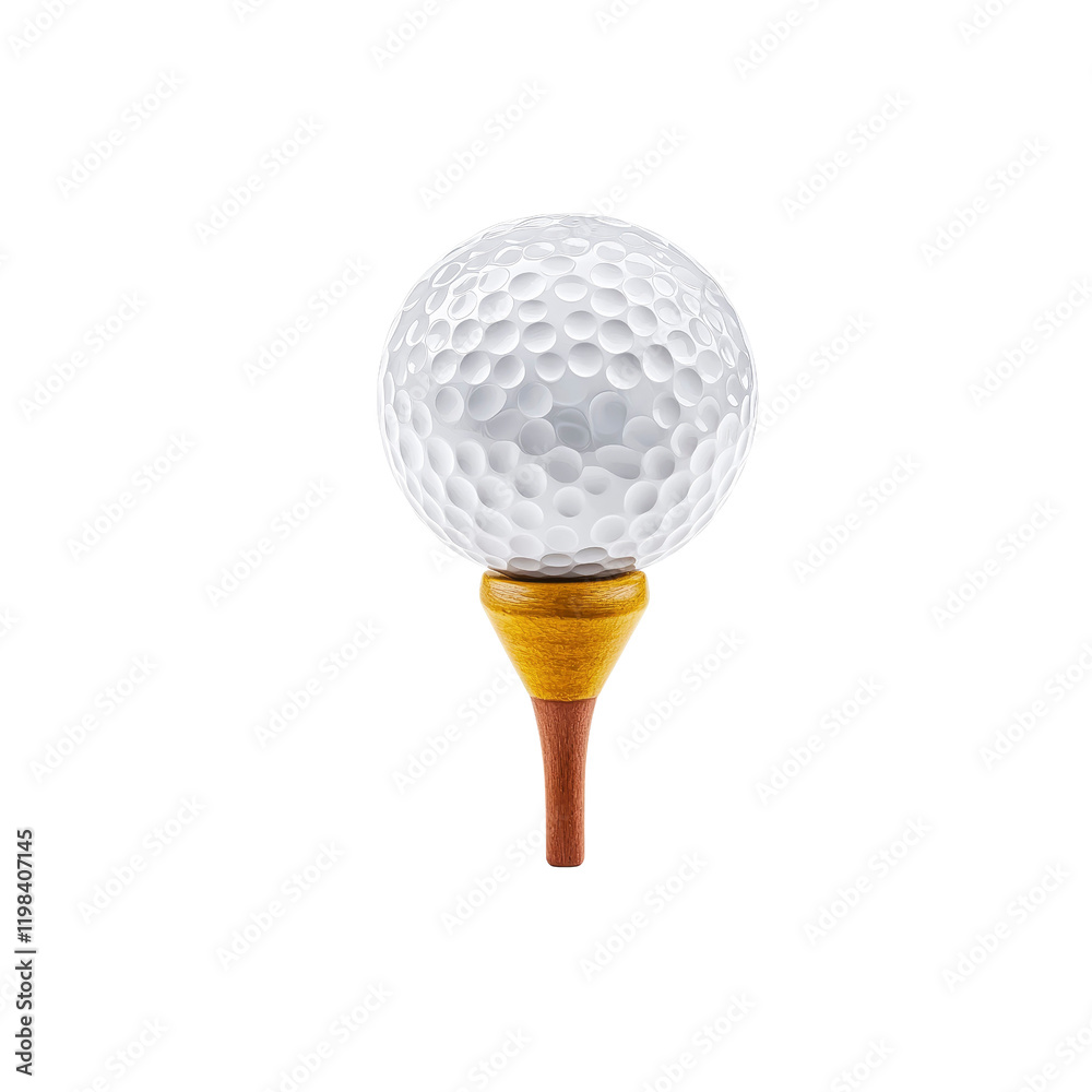 Golf Ball on Wooden Tee - Ready for the First Swing Golf Ball on Wooden Tee - Ready for the First Swing