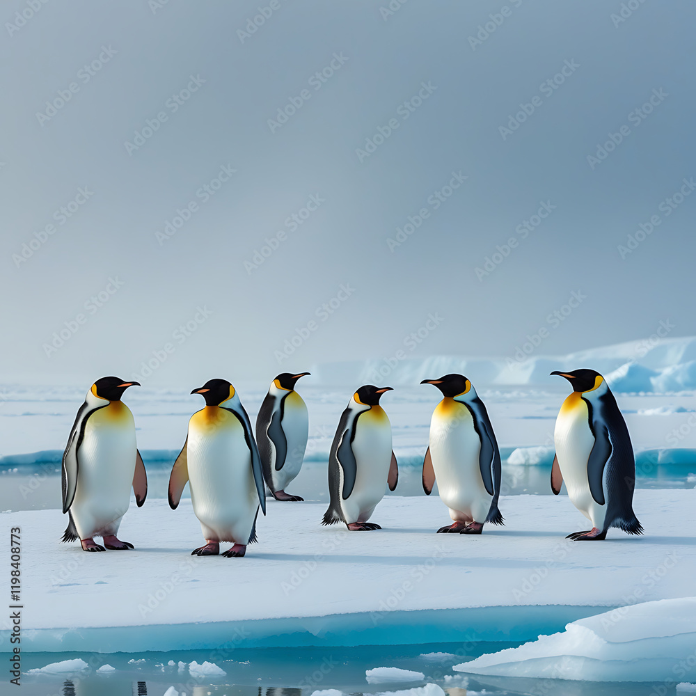Fototapeta premium cute penguin in Antarctica, created by generative ai