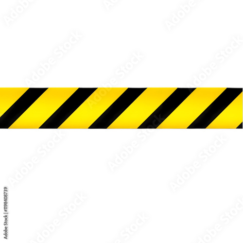 Horizontal black and yellow caution tape isolated on transparent background