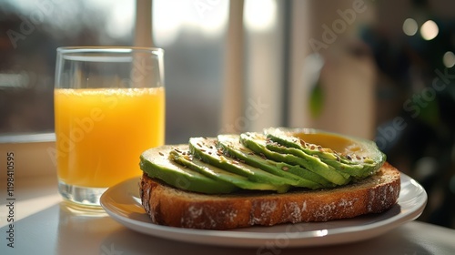 Sliced Avocado toast minimalist heathy food