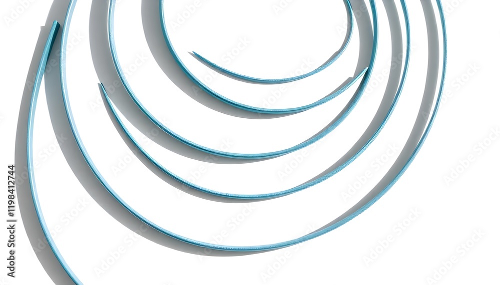 Abstract Blue Curves on White Background: A Study in Circular Forms and Shadows Abstract Blue Curves on White Background: A Study in Circular Forms and Shadows