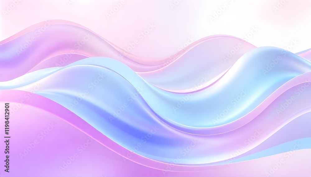 Fototapeta premium Vibrant abstract waves flowing in bright pastel colors, enhanced by smooth gradient lights that create a dynamic, soft, and fluid atmosphere