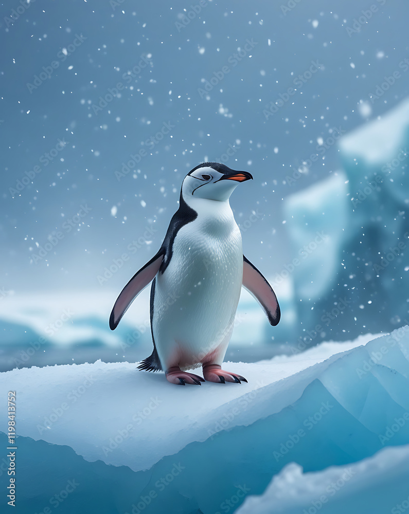 Obraz premium cute penguin in Antarctica, created by generative ai