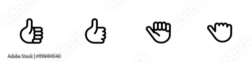 いいねマーク、いいねグッドボタンの手のアイコンマークのセット2