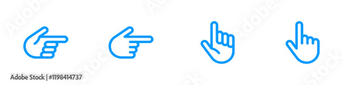 手のアイコン確認マーク方向指示のセット人差し指3