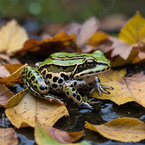 From Summer to Autumn: Relict Leopard Frog in the Heart of Seasonal Change photo