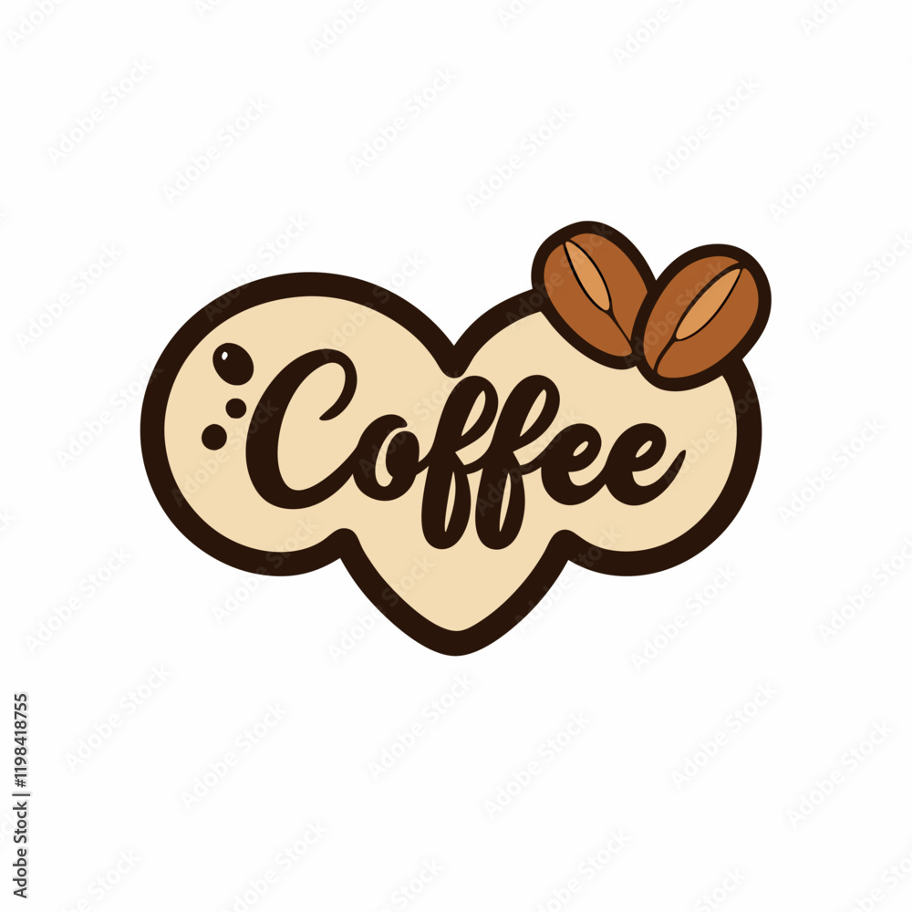 ticker design of Design: Use the word coffee in elegant script with a larger heart replacing the dot above the i ticker design of Design: Use the word coffee in elegant script with a larger heart replacing the dot above the i