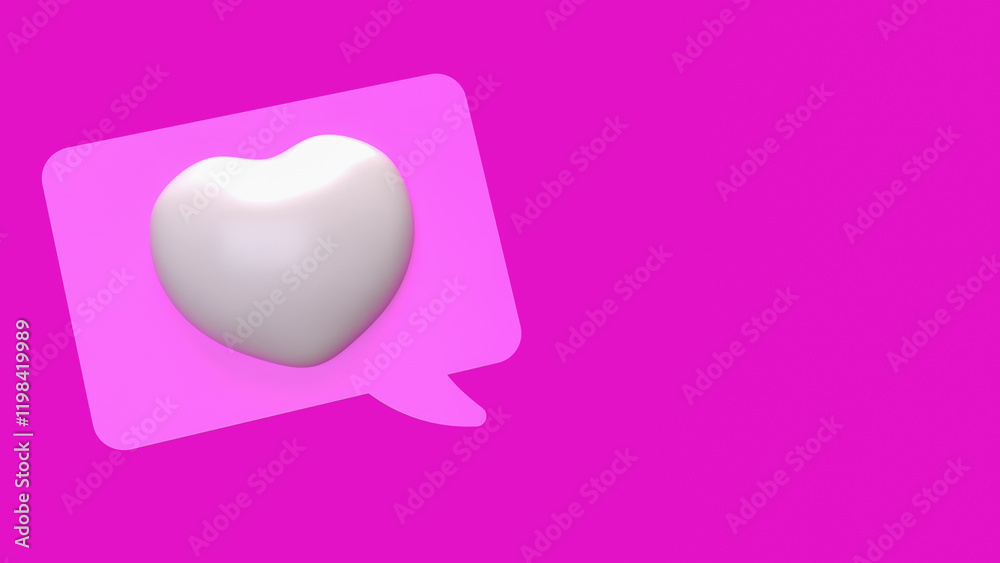 Heart on Balloon text on Pink Background 3d Rendering. Heart on Balloon text on Pink Background 3d Rendering.