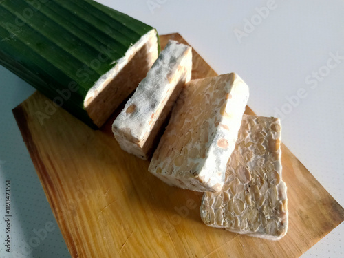 tempeh or tempe wrapped in banana leaves