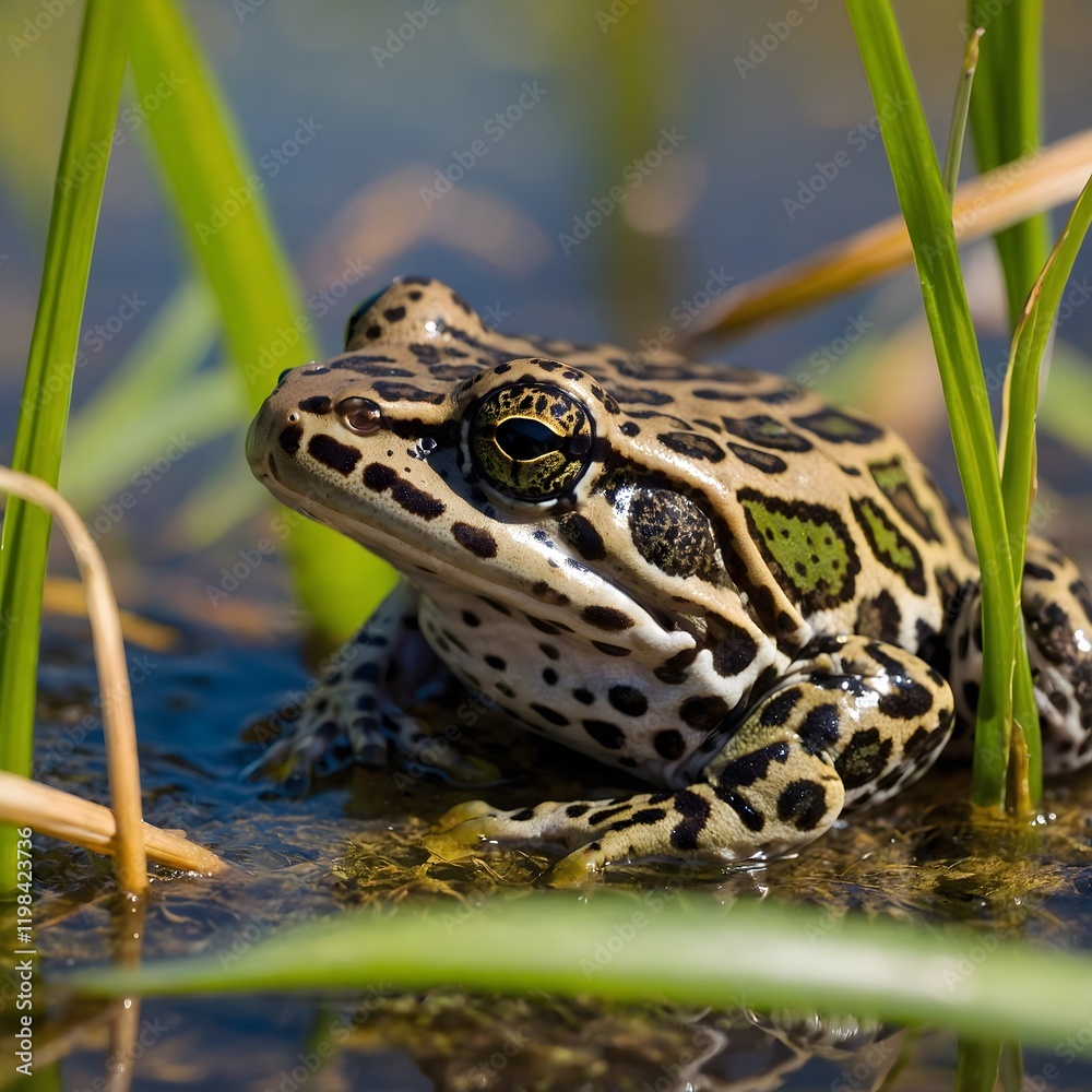 Obraz premium Nature's Art: Detailed Portrait of Chimerical Leopard Frog Showcasing Its Vibrant Colors