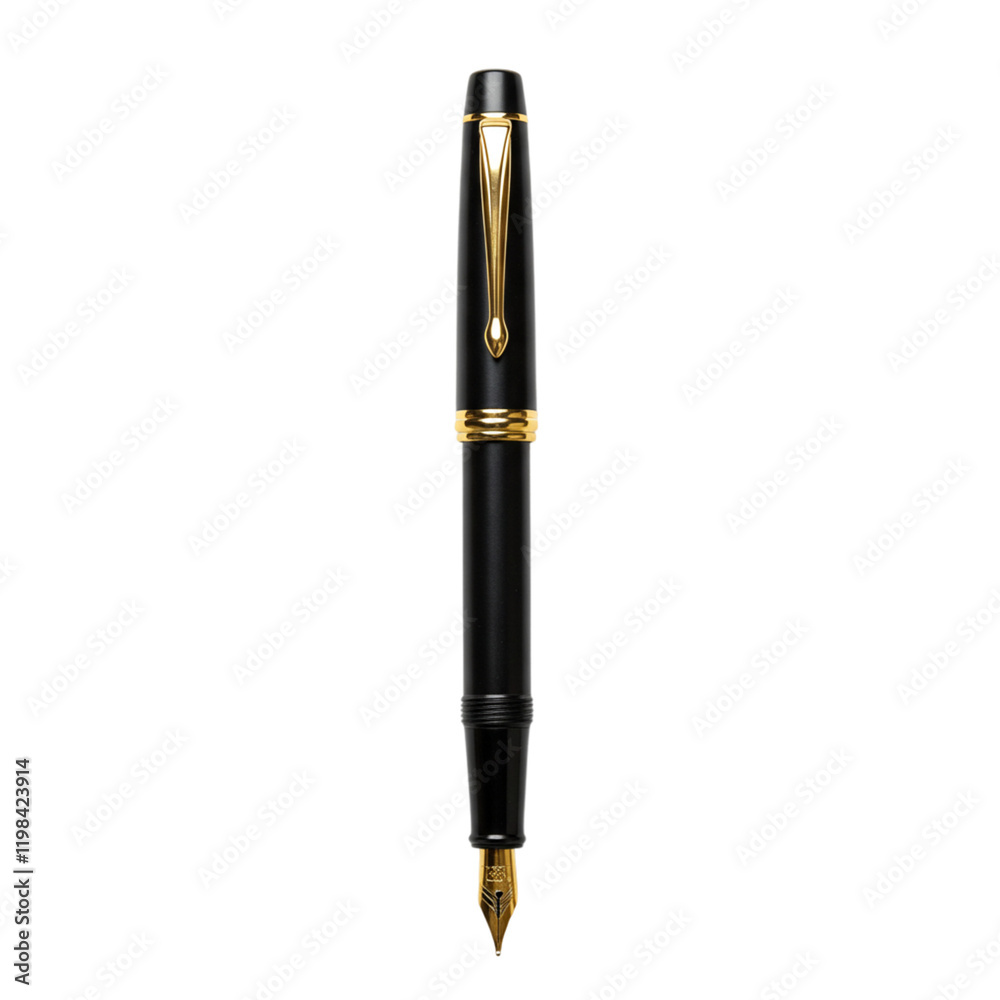 Elegant Black Gold Fountain Pen Luxury Writing Stationery Office Supplies Professional Business Image Design Element Ink