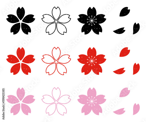 桜マークのスタンプイラストセット