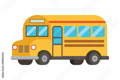 3d cute yellow school bus vector illustation on white background