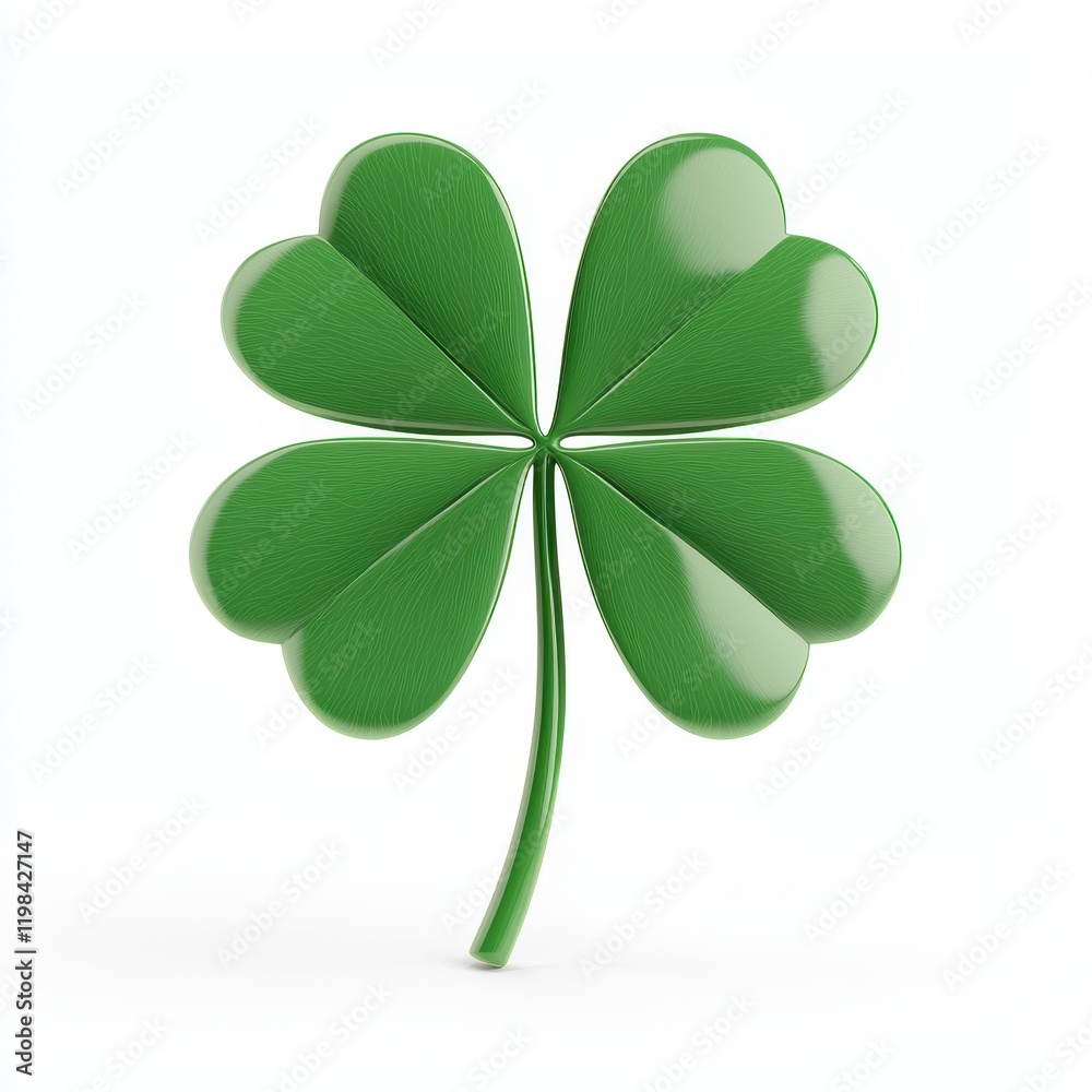 Vibrant Green Four Leaf Clover Lucky Charm St Patrick s Day Symbol 3D Render Vibrant Green Four Leaf Clover Lucky Charm St Patrick s Day Symbol 3D Render