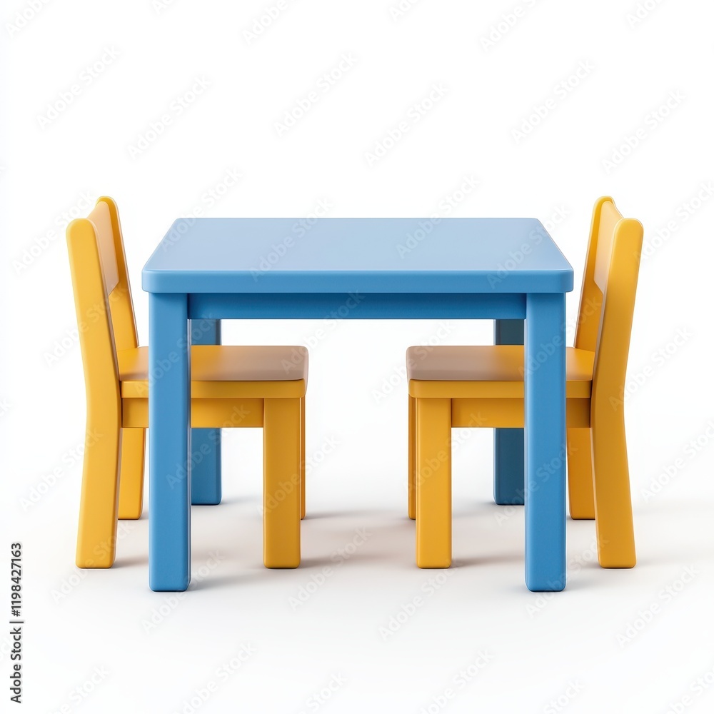 Blue Table and Yellow Chairs Set for Kids Children s Room Furniture Playroom Decor Blue Table and Yellow Chairs Set for Kids Children s Room Furniture Playroom Decor