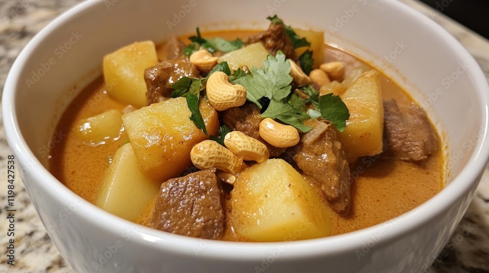 Delicious Homemade Beef Massaman Curry with Potatoes and Cashews Delicious Homemade Beef Massaman Curry with Potatoes and Cashews