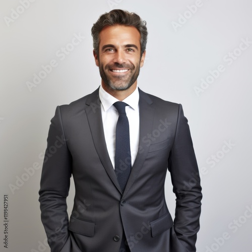 Portrait of a businessman in professional attire, confident and successful in a corporate setting