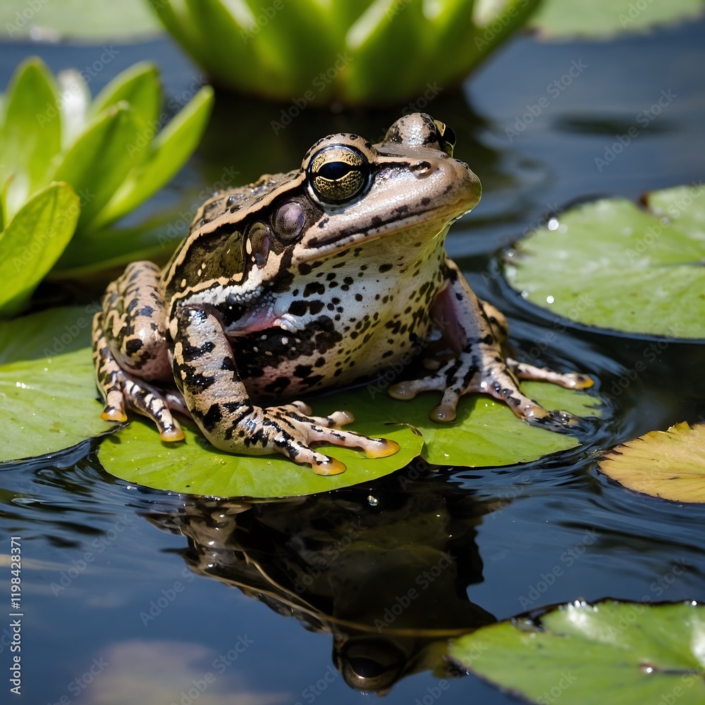 Spring Romance: Northern Claude Pool Frogs Mating in Pond Surrounded by Aquatic Vegetation Spring Romance: Northern Claude Pool Frogs Mating in Pond Surrounded by Aquatic Vegetation