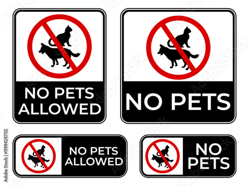 No Pets Allowed sign in bold design. Ideal for public spaces, pet-free zones, and awareness signage to clearly communicate restrictions or rules.