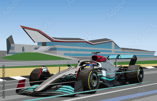 F1 3d 1one car icon logo UK gp grand prix jet game motor auto fast sport race racing team tire win amg symbol art vector isolated black arrow power hybrid white single pilot