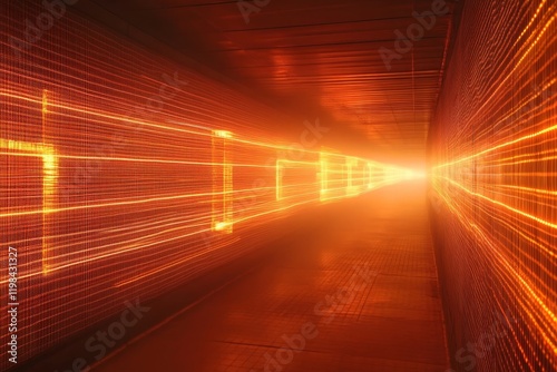 Electric Currents flowing through dynamic neon grids, Generative AI