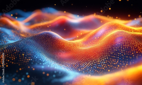 Electric Fields with dynamic, glowing particle flows, Generative AI