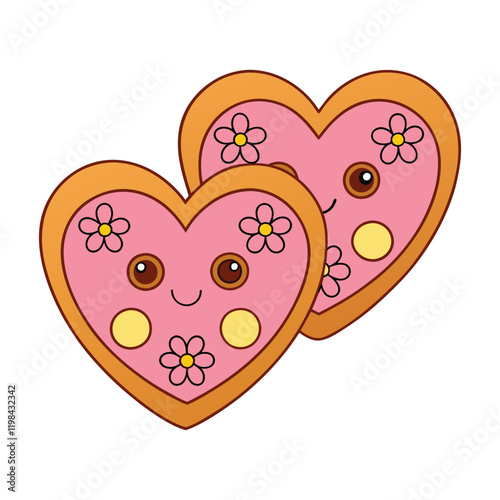 Heart-shaped cookies beautifully decorated with delicate flowers, creating a sweet and charming treat perfect for any occasion. A delightful combination of love and artistry.