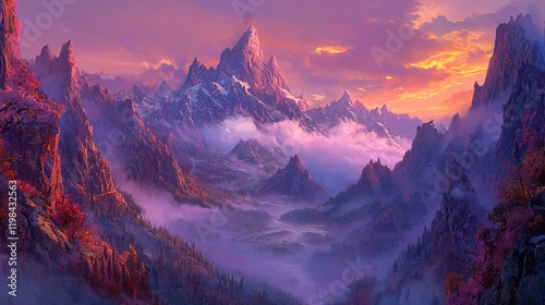 Misty Mountain Sunset