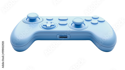 Baby Blue Gamepad: A stylish light blue video game controller, showcasing sleek design and ergonomic features, perfect for immersive gaming sessions. photo