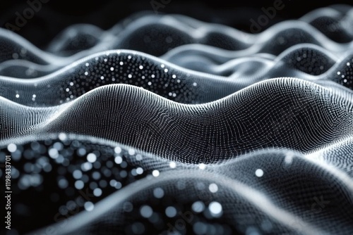 A 3D image of embossed mesh symbolizes intricate web of internet connections in cloud computing- with dot links creating a dynamic and abstract technological background photo