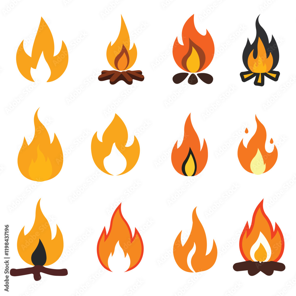 fire flames set