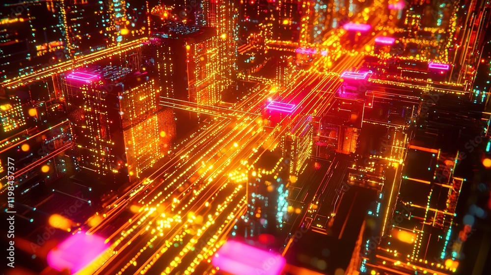 Neon Cityscape: Digital Metropolis Neon Cityscape: Digital Metropolis