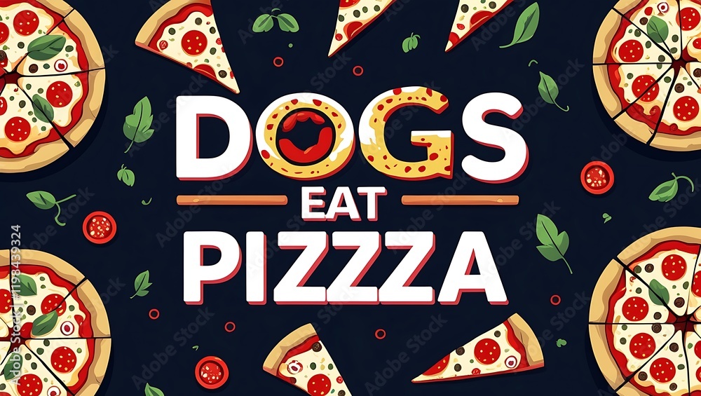Dogs Eat Pizza Delicious Food Illustration Dogs Eat Pizza Delicious Food Illustration