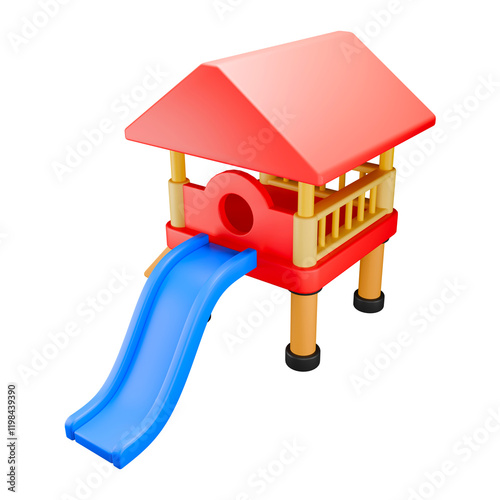 Fototapeta Naklejka Na Ścianę i Meble -  3d rendered illustration of a blue slide with little house