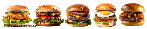 PNG Fast food menu, element set on transparent background