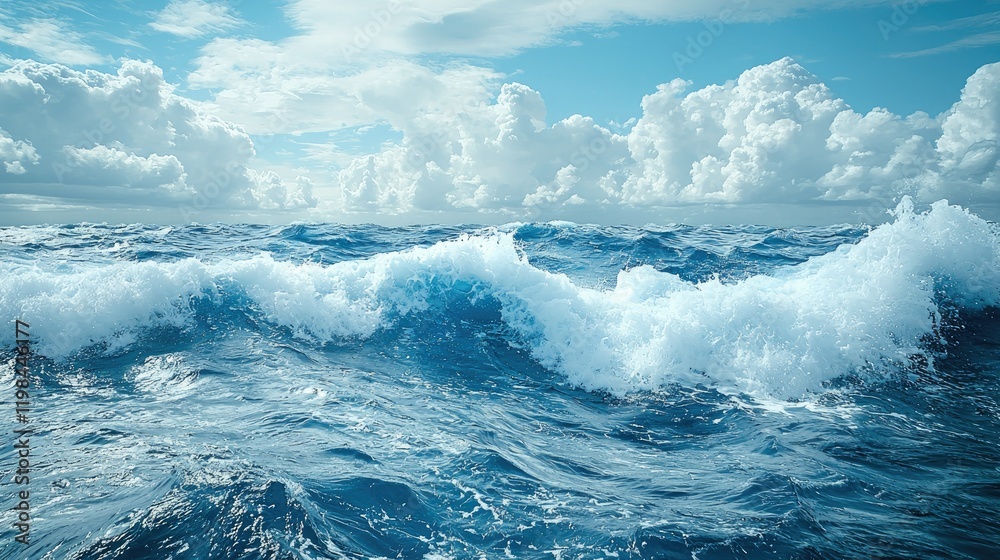 Ocean Waves Crashing Under a Cloudy Sky Ocean Waves Crashing Under a Cloudy Sky